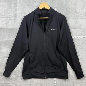 Alphalete Full Zip Track Jacket Black Athletic Fitness Gym Lightweight Men Sz L
